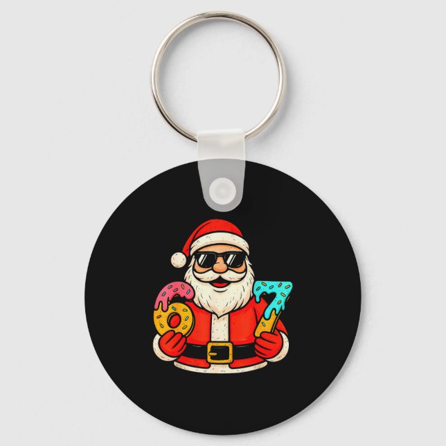 Funny Santa 67 Ice Cream Drip Christmas Xmas Teens Keychain (Front)