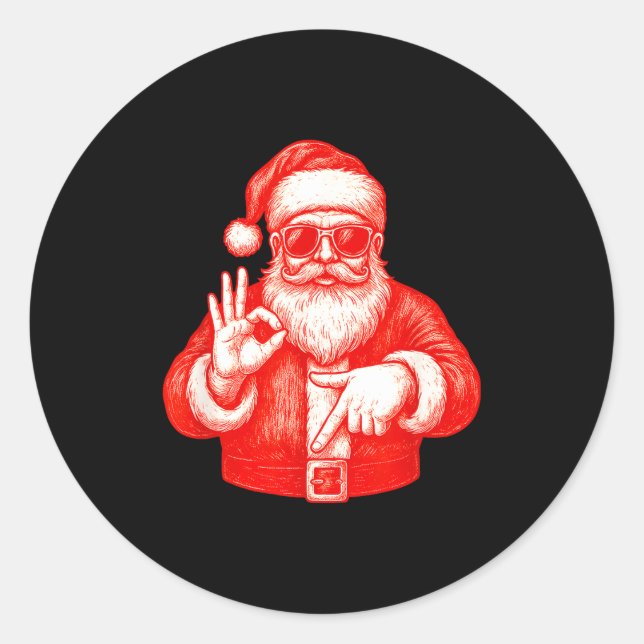 Funny Santa 6 7 Meme Design _ Christmas Math Humor Classic Round Sticker (Front)