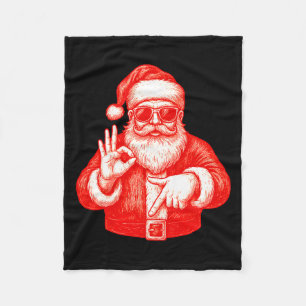 Funny Santa 6 7 Meme Design _ Christmas Math Humor Fleece Blanket