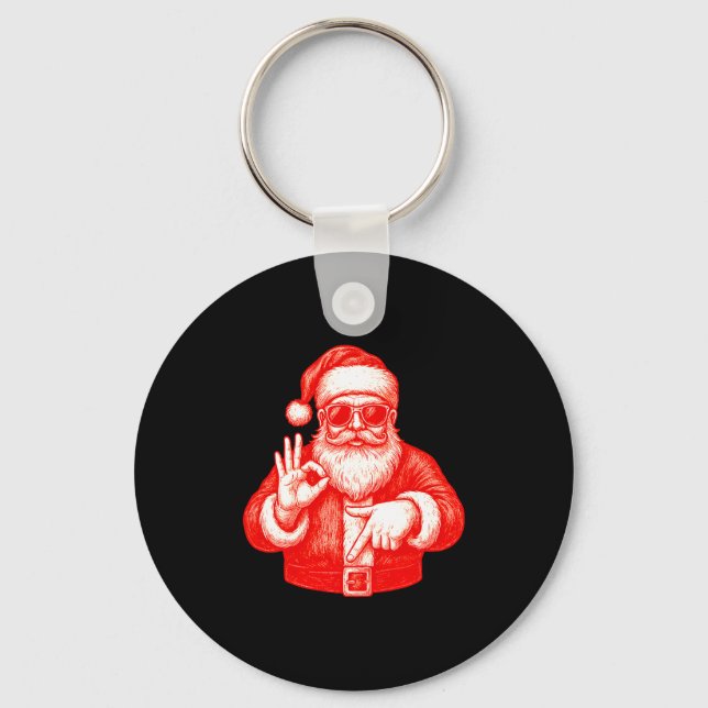 Funny Santa 6 7 Meme Design _ Christmas Math Humor Keychain (Front)