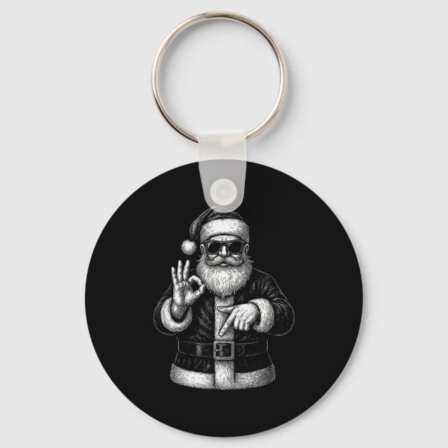 Funny Santa 6 7 Meme Design _ Christmas Math Humor Keychain (Front)