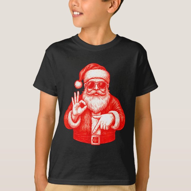 Funny Santa 6 7 Meme Design _ Christmas Math Humor T-Shirt (Front)