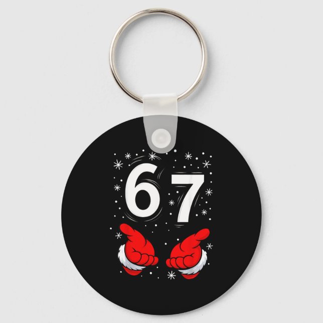 Funny Santa 6 7 Meme Six Seven Christmas 67 Italia Keychain (Front)