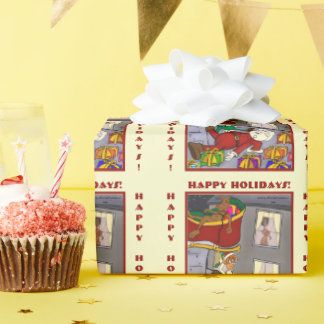 Funny Santa Accident Pale Yellow Wrapping Paper