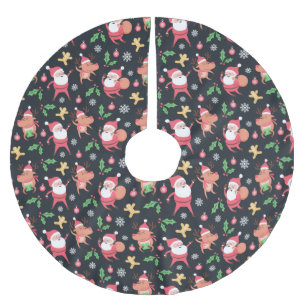 Funny Santa And Rabbits Brushed Polyester Tree Skirt