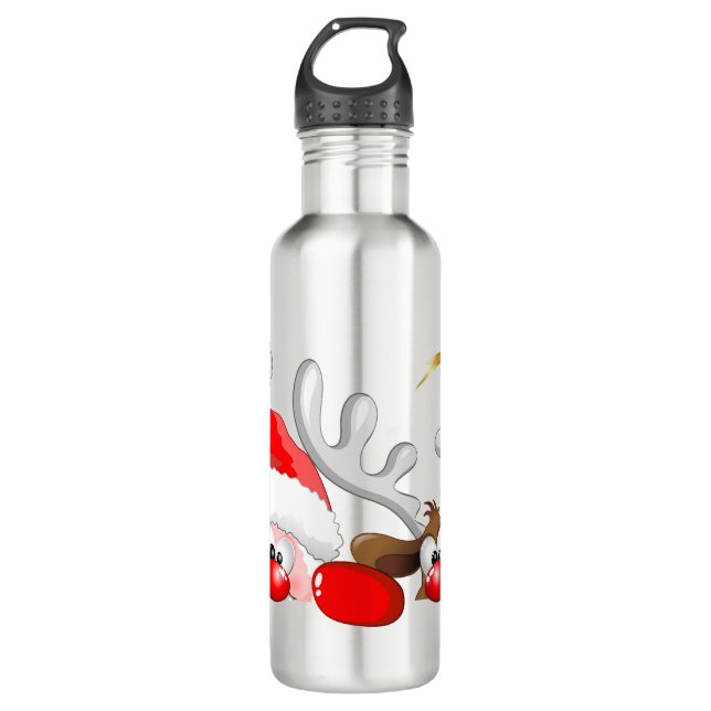 Funny Santa and Reindeer Cartoon        710 Ml Water Bottle (Front)