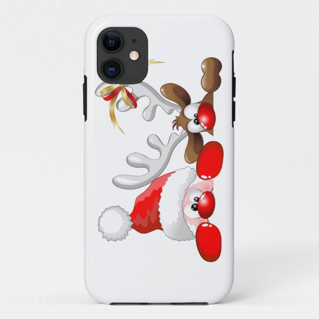 Funny Santa and Reindeer Cartoon iPhone 5 Cases (Back)