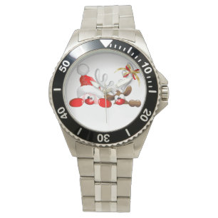 Funny Santa and Reindeer Cartoon watches