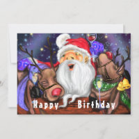Funny Santa and Reindeers Birthday Party - Cheers 