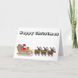 Funny Santa and Sleigh Christmas Card