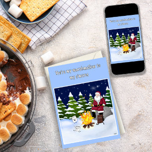 Funny Santa And S'mores Christmas Card