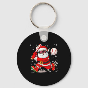 Funny Santa Baseball Christmas Pajamas Xmas Men Bo Keychain