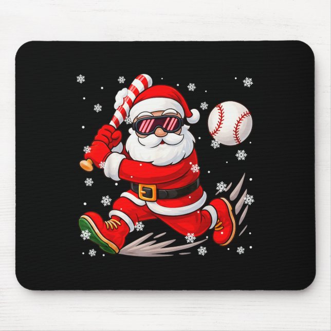 Funny Santa Baseball Christmas Pajamas Xmas Men Bo Mouse Pad (Front)