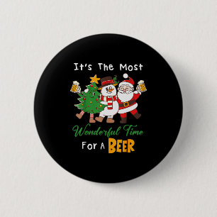Funny Santa Beer Christmas Drinking Most Wonderful 2 Inch Round Button