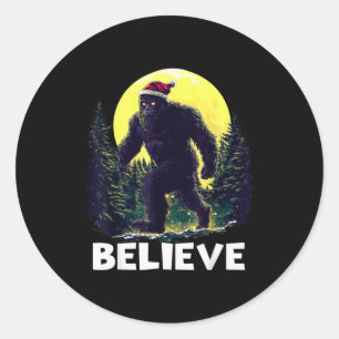 Funny Santa Bigfoot Christmas Sasquatch Believe Xm Classic Round Sticker