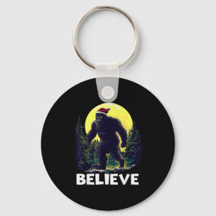 Funny Santa Bigfoot Christmas Sasquatch Believe Xm Keychain
