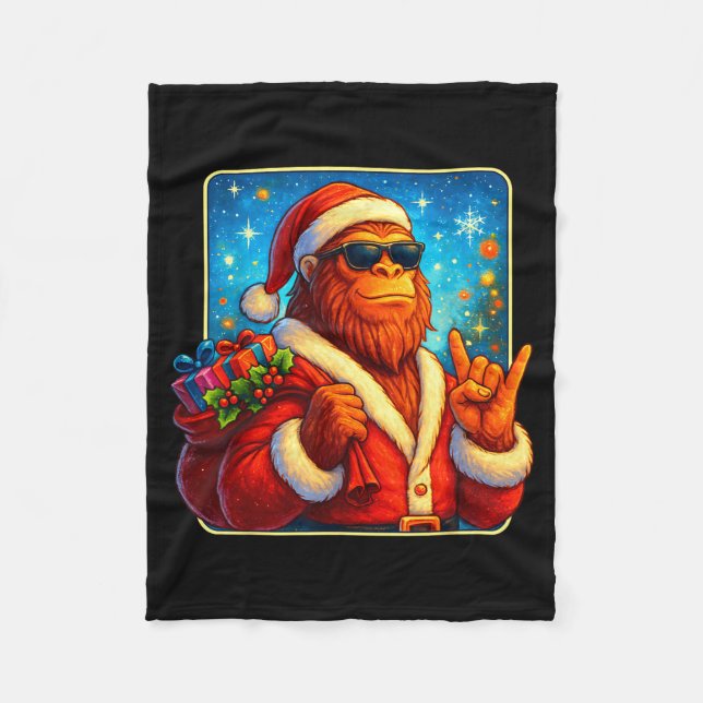 Funny Santa Bigfoot Christmas Sasquatch Xmas Boys  Fleece Blanket (Front)