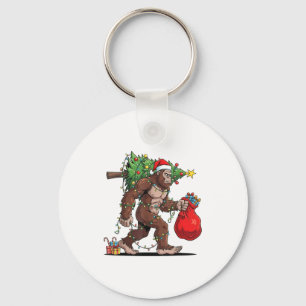 Funny Santa Bigfoot Christmas Tree Lights Xmas Boy Keychain