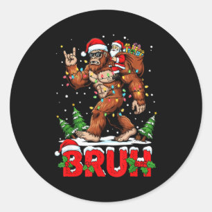 Funny Santa Bigfoot Sasquatch Rock Christmas Xmas  Classic Round Sticker