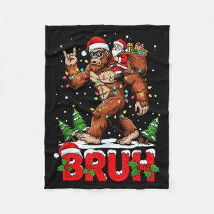 Funny Santa Bigfoot Sasquatch Rock Christmas Xmas  Fleece Blanket