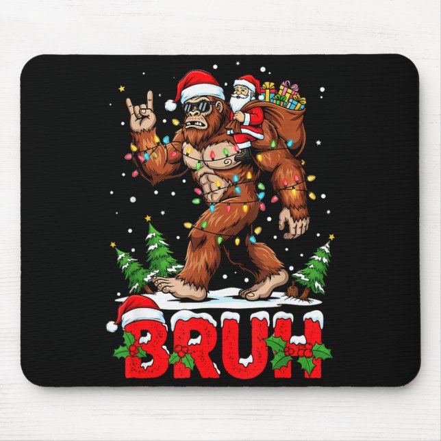 Funny Santa Bigfoot Sasquatch Rock Christmas Xmas  Mouse Pad (Front)