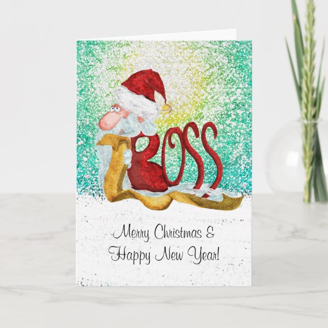 Funny Santa boss Christmas Holiday Card (Front)