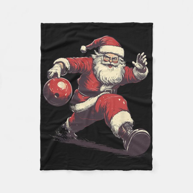 Funny Santa Bowler Bowling Player Christmas Xmas P Fleece Blanket (Front)