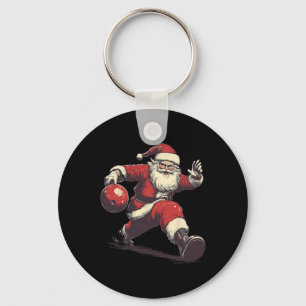 Funny Santa Bowler Bowling Player Christmas Xmas P Keychain