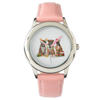 Funny Santa Boxer Dog Reindeer Christmas Watch