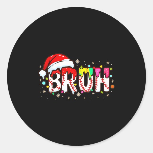 Funny Santa Bruh Baseball Christmas Xmas Meme Paja Classic Round Sticker (Front)
