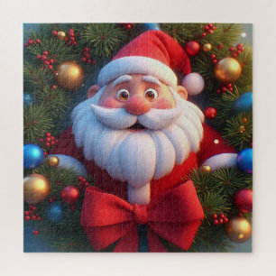 Funny Santa Cartoon Christmas Scene Holiday Fun Jigsaw Puzzle