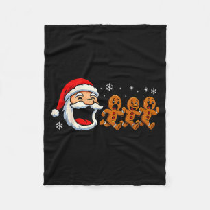 Funny Santa Chasing Gingerbread Christmas Cookie  Fleece Blanket