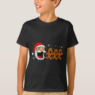 Funny Santa Chasing Gingerbread Christmas Cookie T-Shirt