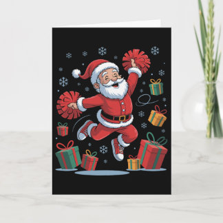 Funny Santa Cheering Cheerleading Christmas Xmas P Card