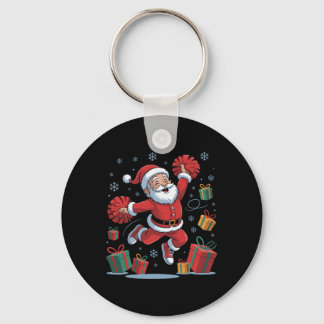 Funny Santa Cheering Cheerleading Christmas Xmas P Keychain