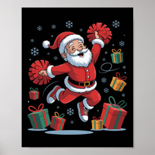 Funny Santa Cheering Cheerleading Christmas Xmas P Poster