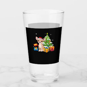 Funny Santa Chihuahua Dog Christmas Tree Gifts Xma Glass