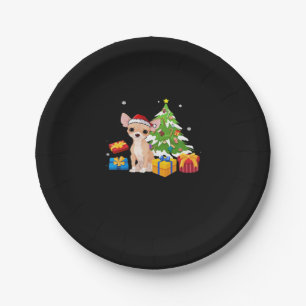 Funny Santa Chihuahua Dog Christmas Tree Gifts Xma Paper Plate
