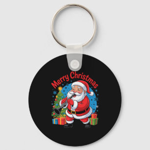 Funny Santa Christmas Design Clarinet Holiday Xmas Keychain