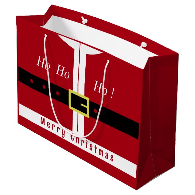 Funny Santa Christmas Gift Bag (Back Angled)