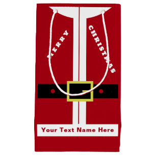 Funny Santa Christmas Gift Bag Custom Text Name