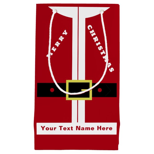 Funny Santa Christmas Gift Bag Custom Text Name (Front)