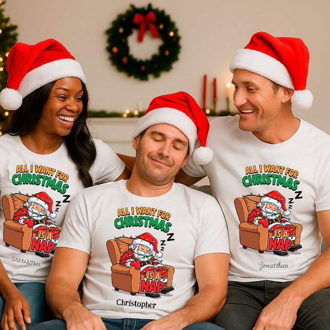Funny Santa Christmas T-Shirt – Custom Name (Créateur téléchargé)
