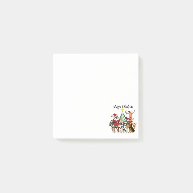 Funny Santa Claus and Friends Christmas Cartoon Post-it Notes (Front)
