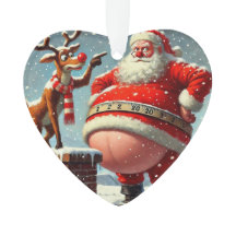Funny Santa Claus and Reindeer Christmas