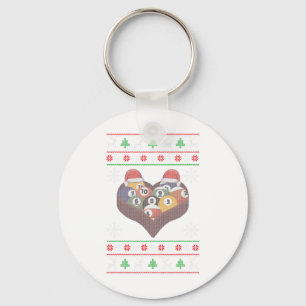 Funny Santa Claus Ball Pool Player Ugly Christmas Keychain