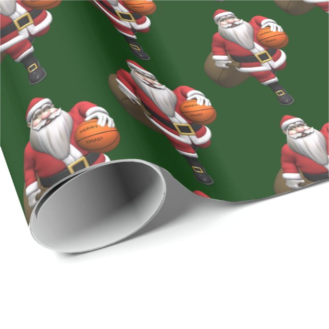 Funny Santa Claus Basketball Player Wrapping Paper (Roll Corner)