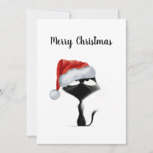 Funny Santa Claus Black Cat for Animal Lover Holiday Card