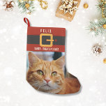 Funny Santa Claus Cat Photo and Name Personalized Small Christmas Stocking<br><div class="desc">Your cat will love this funny Christmas stocking personalized just for him. Add your kitty's name to Santa's red and black belt and a photo below. Cute and festive and plenty of room for cat nip or treats . . . a christmas stocking that will be treasured for years to...</div>