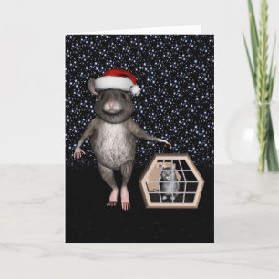 Funny Santa Claus Cat Silver Mau Holiday Card